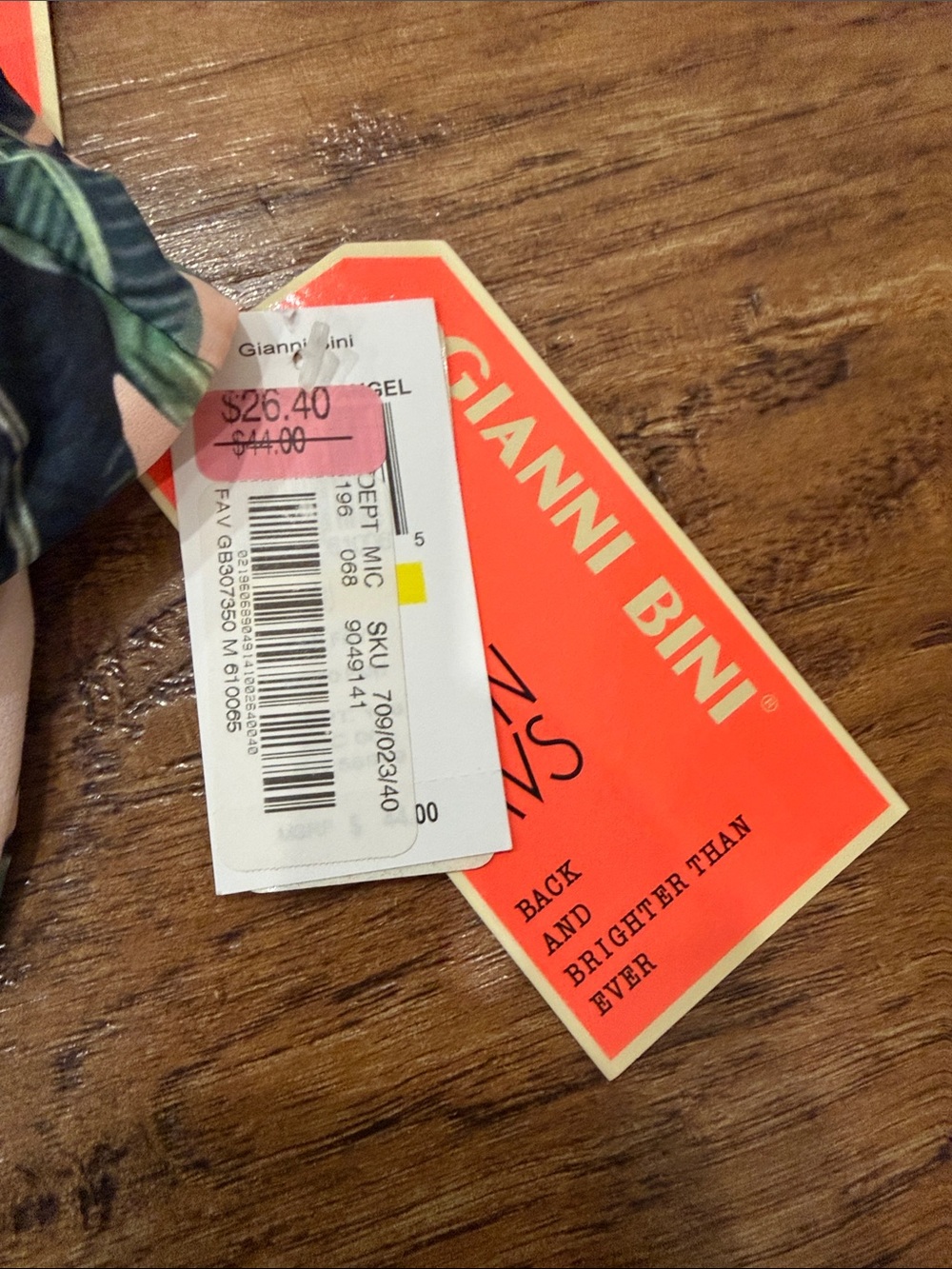 Gianni Bini Peach & Green Tropical Leaf One-Shoulder Bikini - Picture 3 of 8